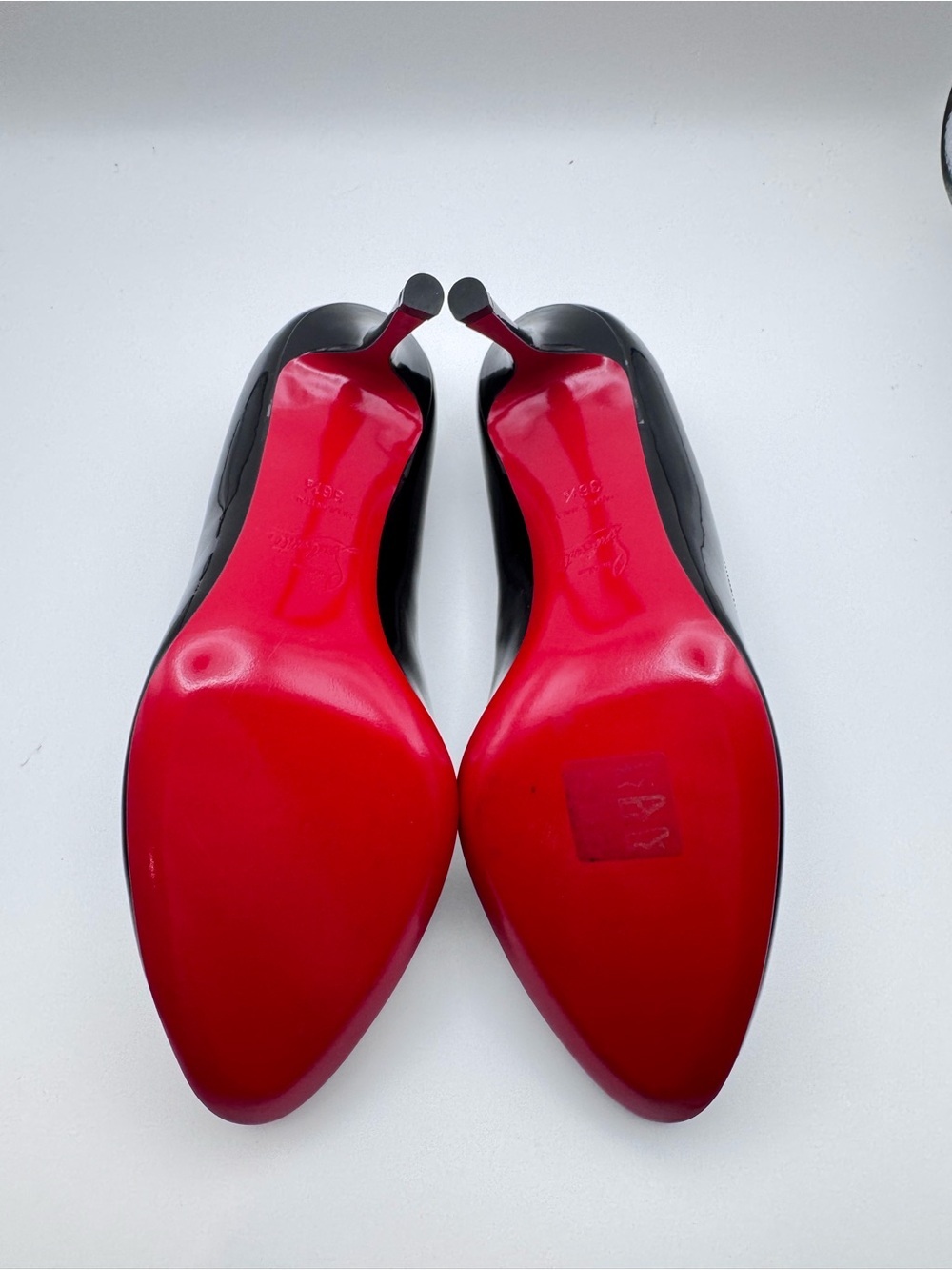 Christian Louboutin Dolly Pump 85 Black Patent Red Sole Heels EU 36.5 - Picture 8 of 9